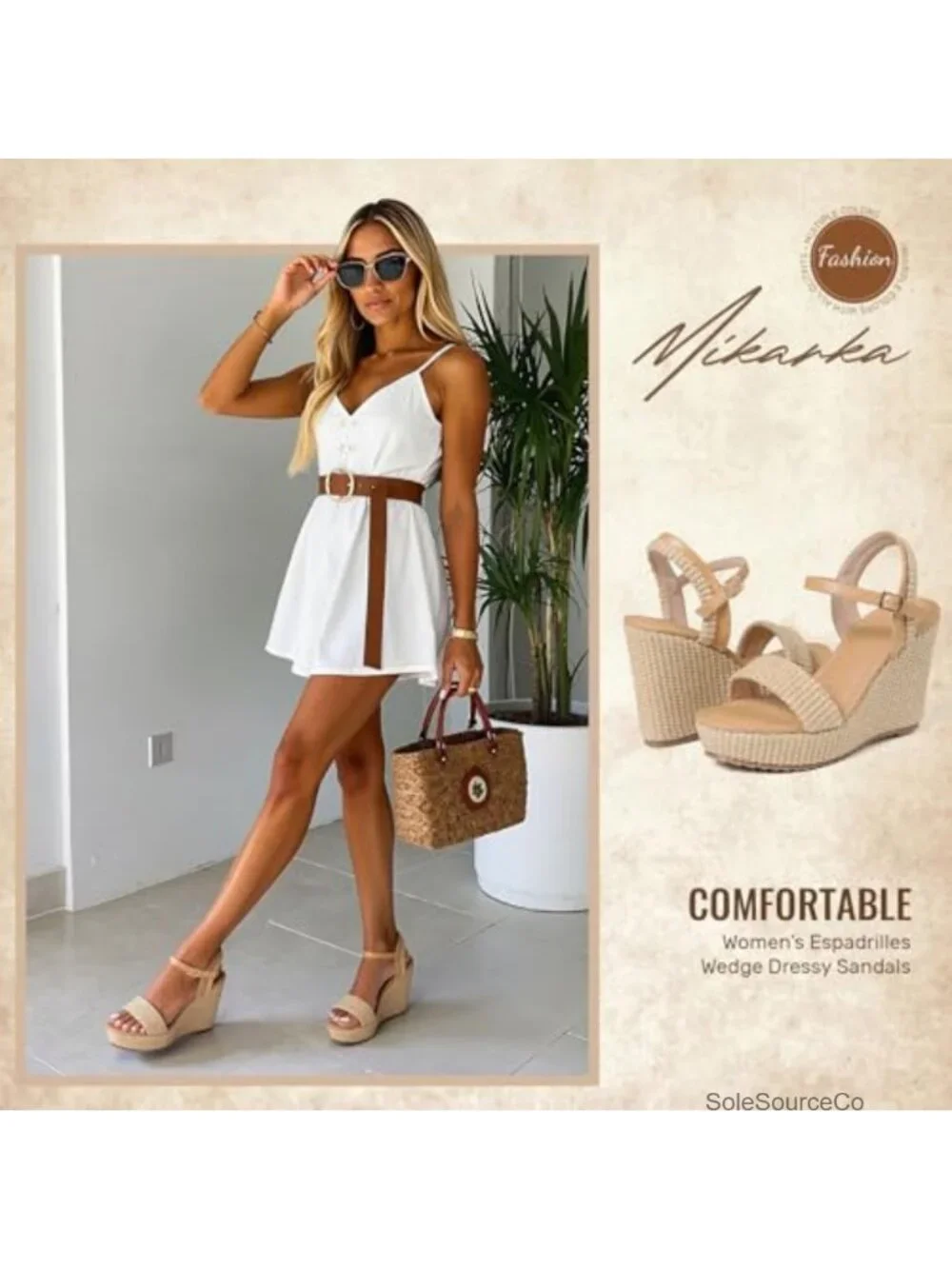 Women's Espadrille Wedge Sandals - Open Toe Platform Summer Shoes with